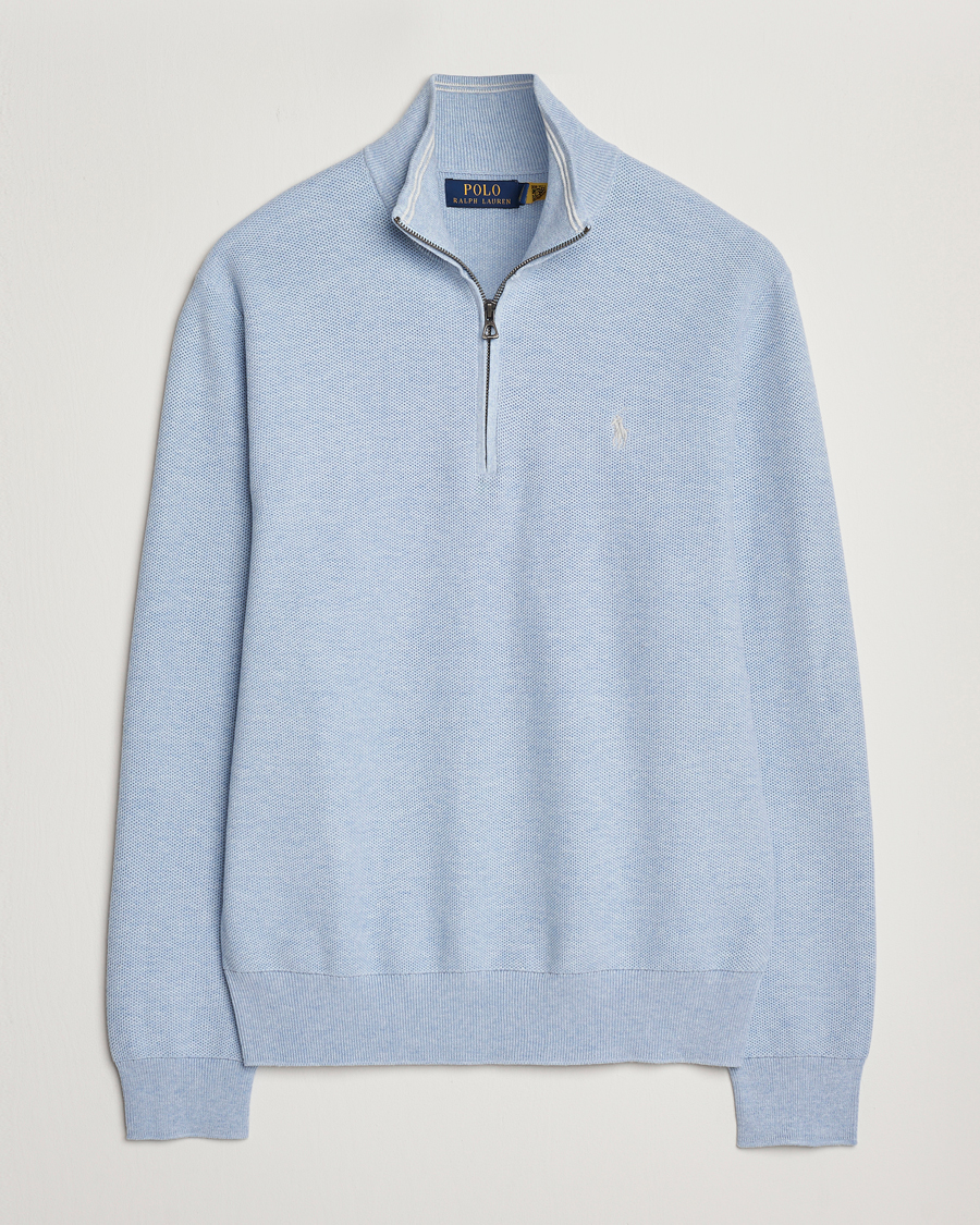 Men | Sweaters & Knitwear | Polo Ralph Lauren | Textured Half Zip Blue Hyacinth Heahter