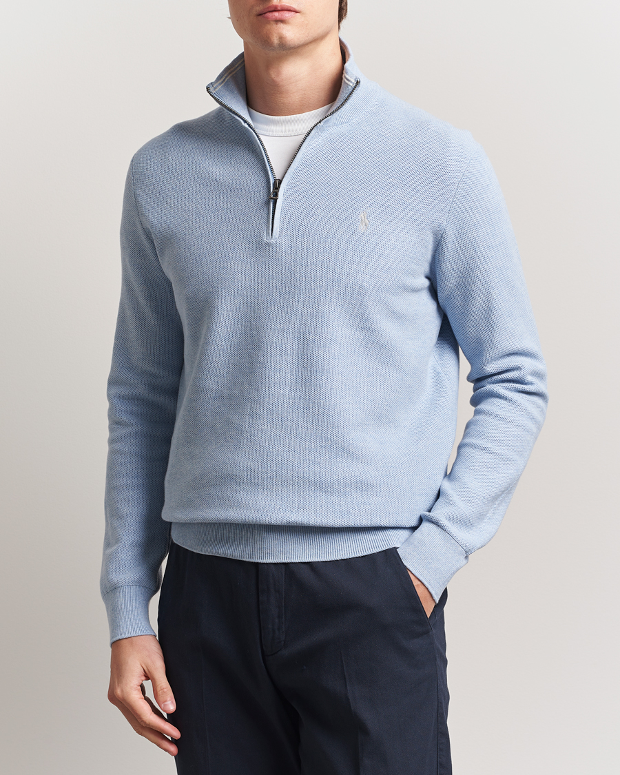 Polo Ralph Lauren Textured Half Zip Blue Hyacinth Heahter at