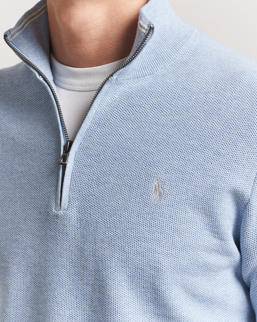 Men | Sweaters & Knitwear | Polo Ralph Lauren | Textured Half Zip Blue Hyacinth Heahter