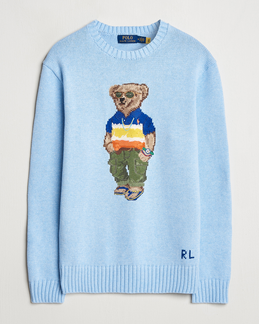 Men | Sweaters & Knitwear | Polo Ralph Lauren | Cotton Knitted Bear Sweatshirt Ocean Pearl Blue