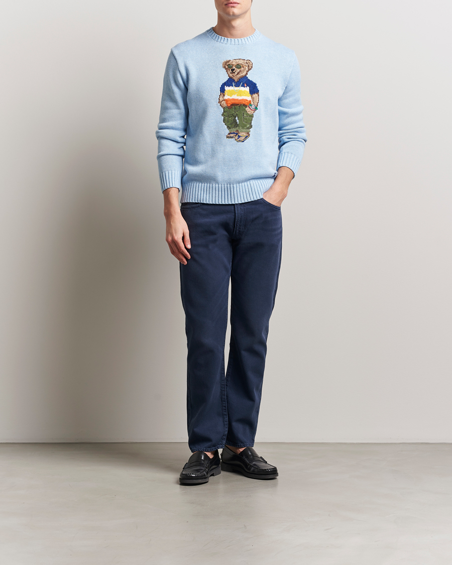 Men | Sweaters & Knitwear | Polo Ralph Lauren | Cotton Knitted Bear Sweatshirt Ocean Pearl Blue