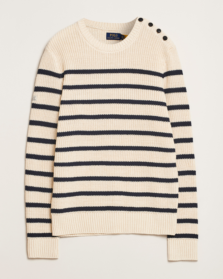 Men | Sweaters & Knitwear | Polo Ralph Lauren | Cotton/Linen Striped Sweater Cream/Navy