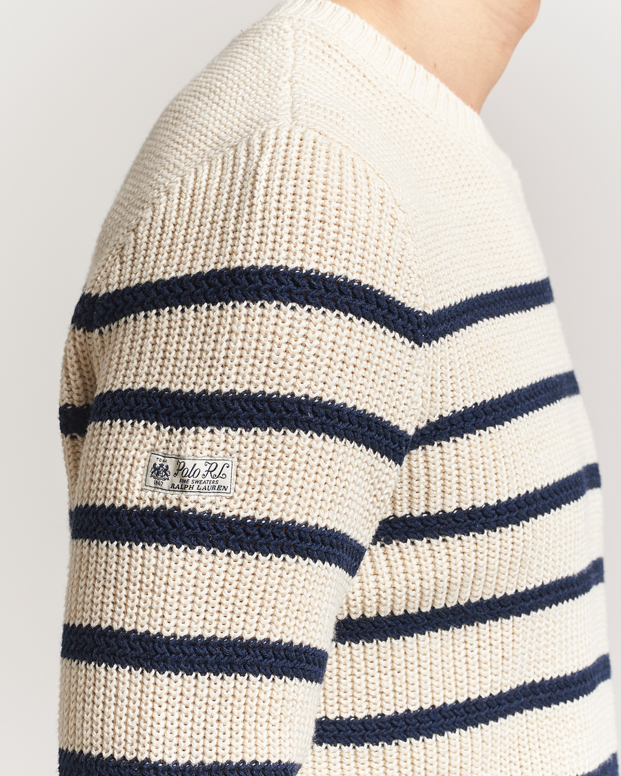 Men | Sweaters & Knitwear | Polo Ralph Lauren | Cotton/Linen Striped Sweater Cream/Navy