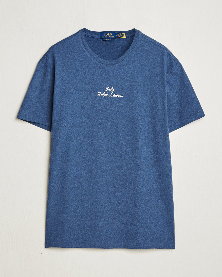 Men | T-Shirts | Polo Ralph Lauren | Center Logo Crew Neck T-Shirt Derby Blue Heather