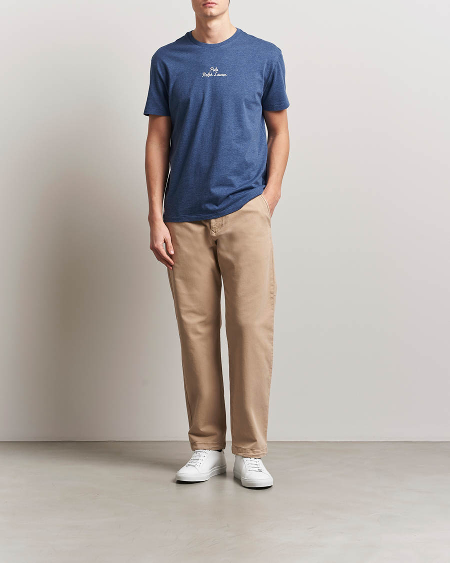 Men | T-Shirts | Polo Ralph Lauren | Center Logo Crew Neck T-Shirt Derby Blue Heather