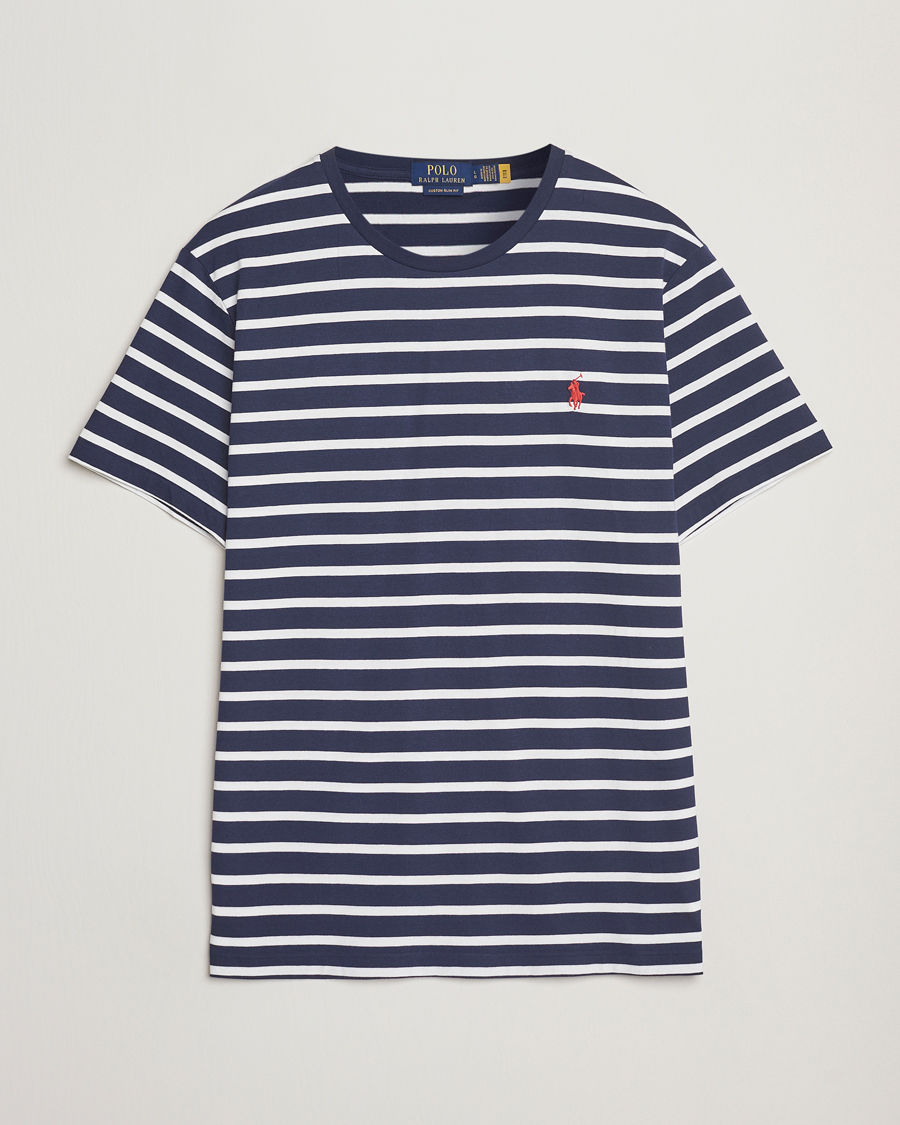 Men | T-Shirts | Polo Ralph Lauren | Custom Slim Fit Striped T-Shirt Newport Navy/White