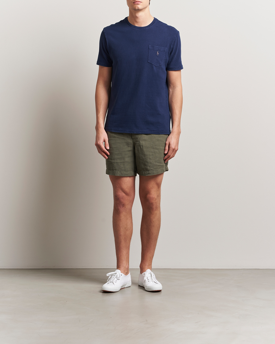 Men | T-Shirts | Polo Ralph Lauren | Cotton Linen T-Shirt Newport Navy