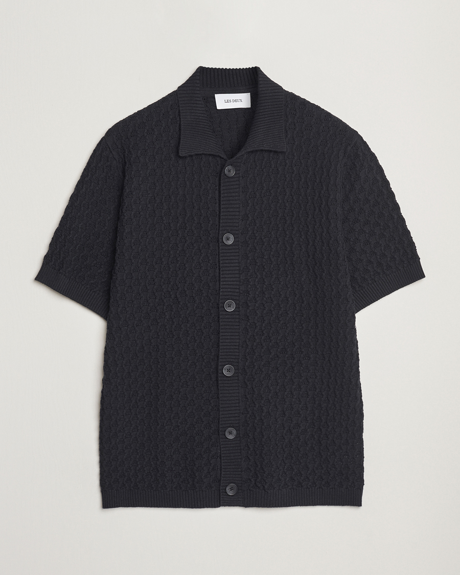Men | Shirts | LES DEUX | Gespertus Knitted Short Sleeve Shirt Black