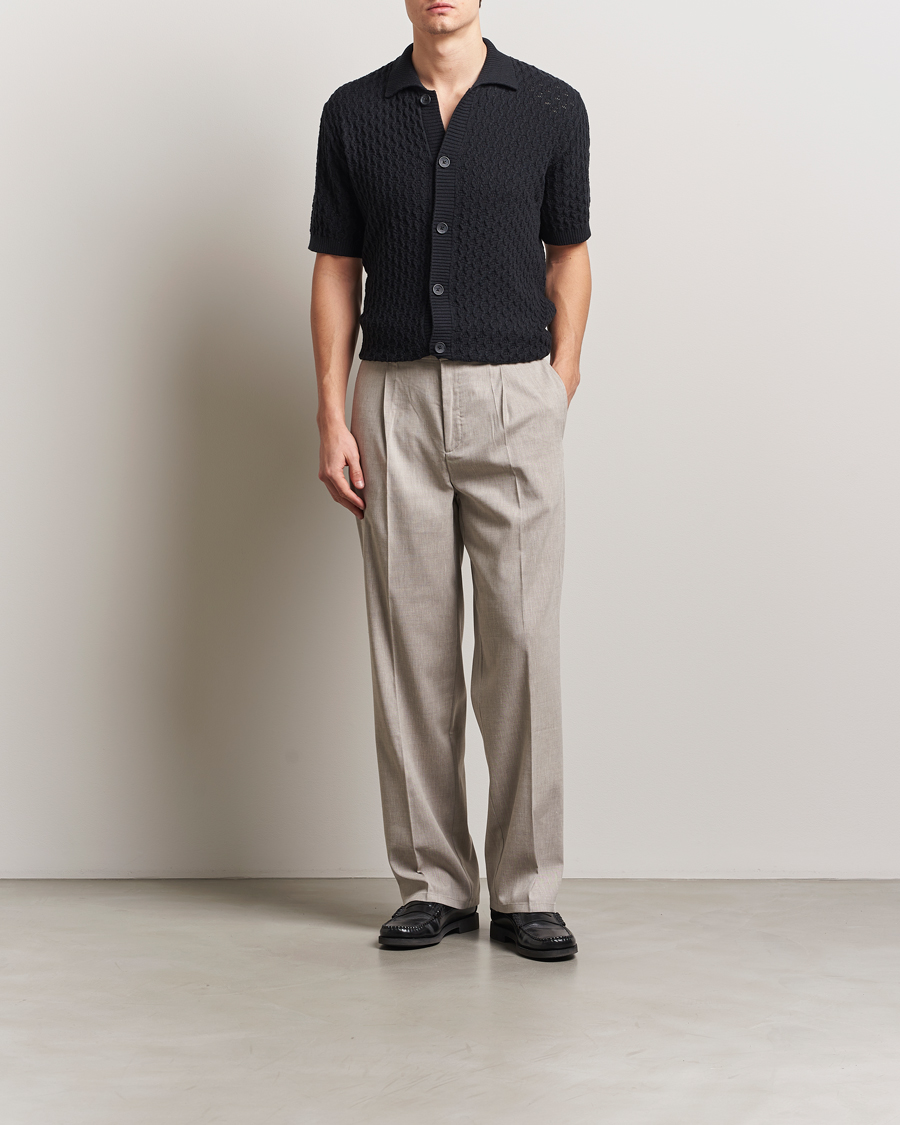 Men | Shirts | LES DEUX | Gespertus Knitted Short Sleeve Shirt Black