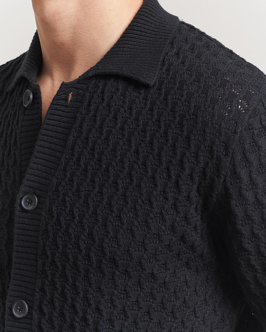 Men | Shirts | LES DEUX | Gespertus Knitted Short Sleeve Shirt Black