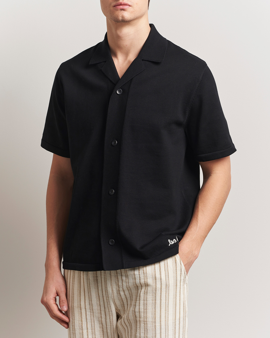 Men | Shirts | LES DEUX | Geoffery Short Sleeve Knitted Shirt Black
