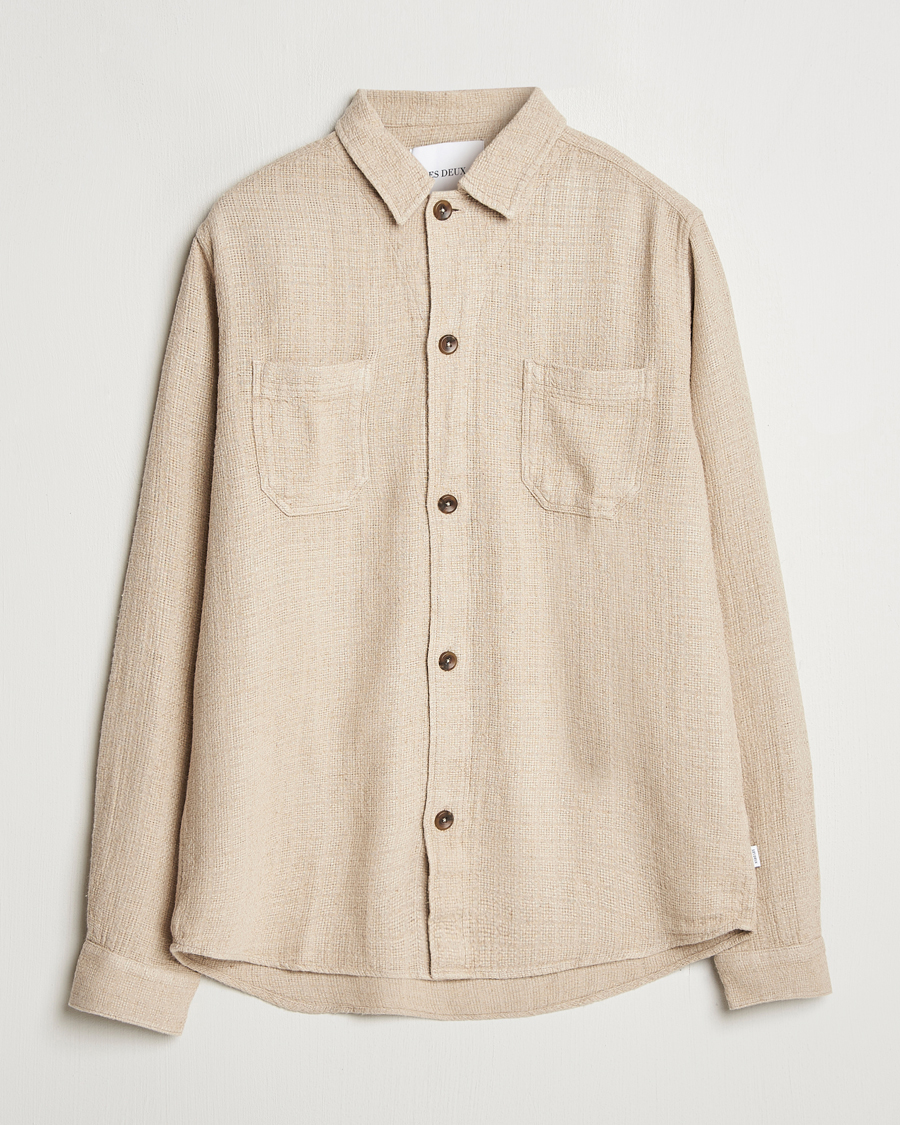 Men | Shirts | LES DEUX | Hamilton Viscose/Linen Overshirt Light Sand