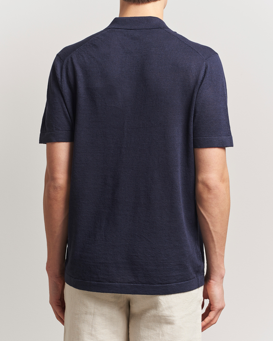 Men | Polo Shirts | LES DEUX | Emmanuel Linen/Cotton Polo Knit Dark Navy