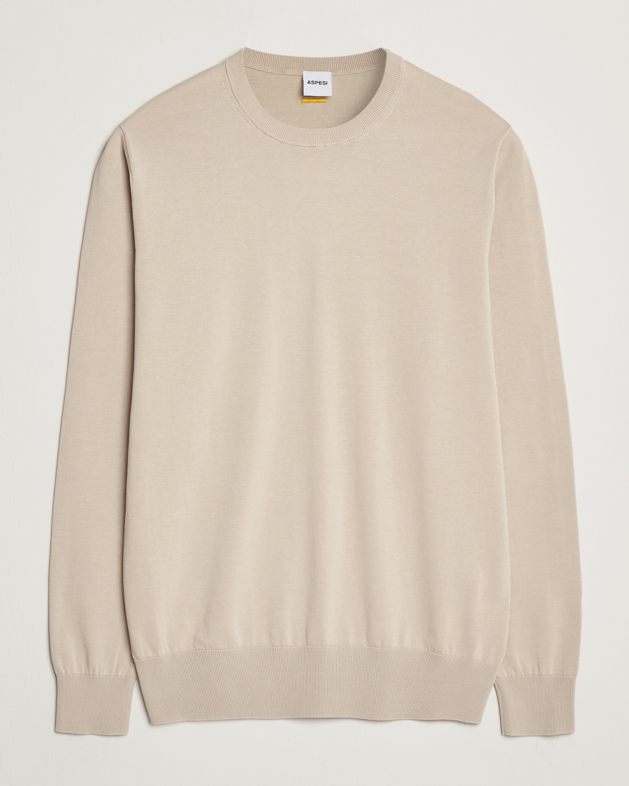 Men | Sweaters & Knitwear | Aspesi | Rib Cotton Crew Neck Beige
