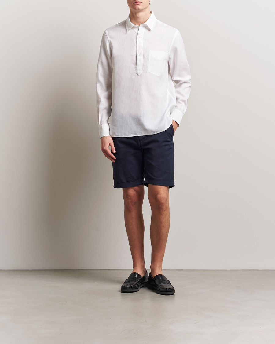 Men | Shirts | Aspesi | Linen Popover Shirt White