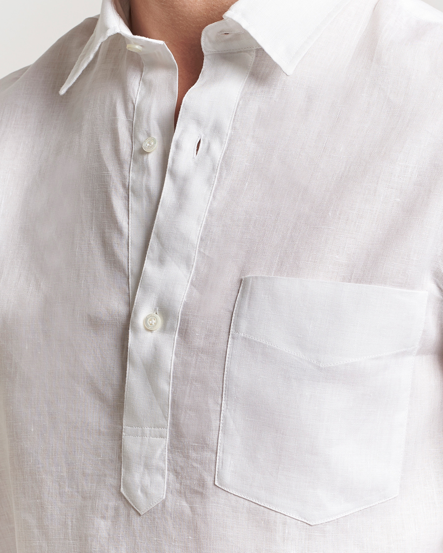 Men | Shirts | Aspesi | Linen Popover Shirt White