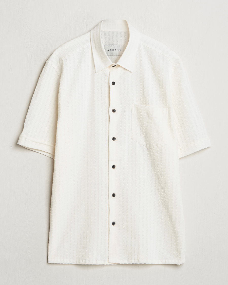 Men | Shirts | Peregrine | Seersucker Beach Shirt White Stripe