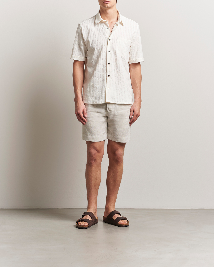 Men | Shirts | Peregrine | Seersucker Beach Shirt White Stripe