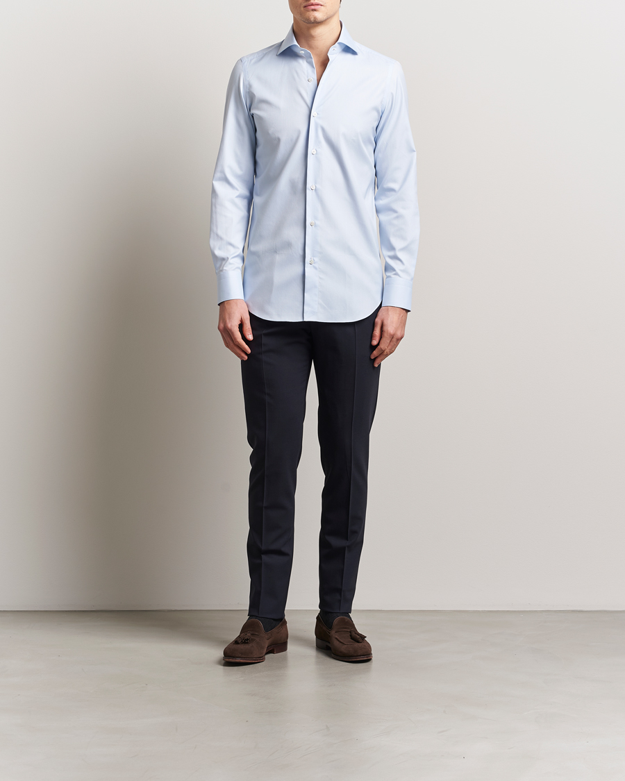 Men | Shirts | Finamore Napoli | Milano Slim Royal Oxford Dress Shirt Light Blue