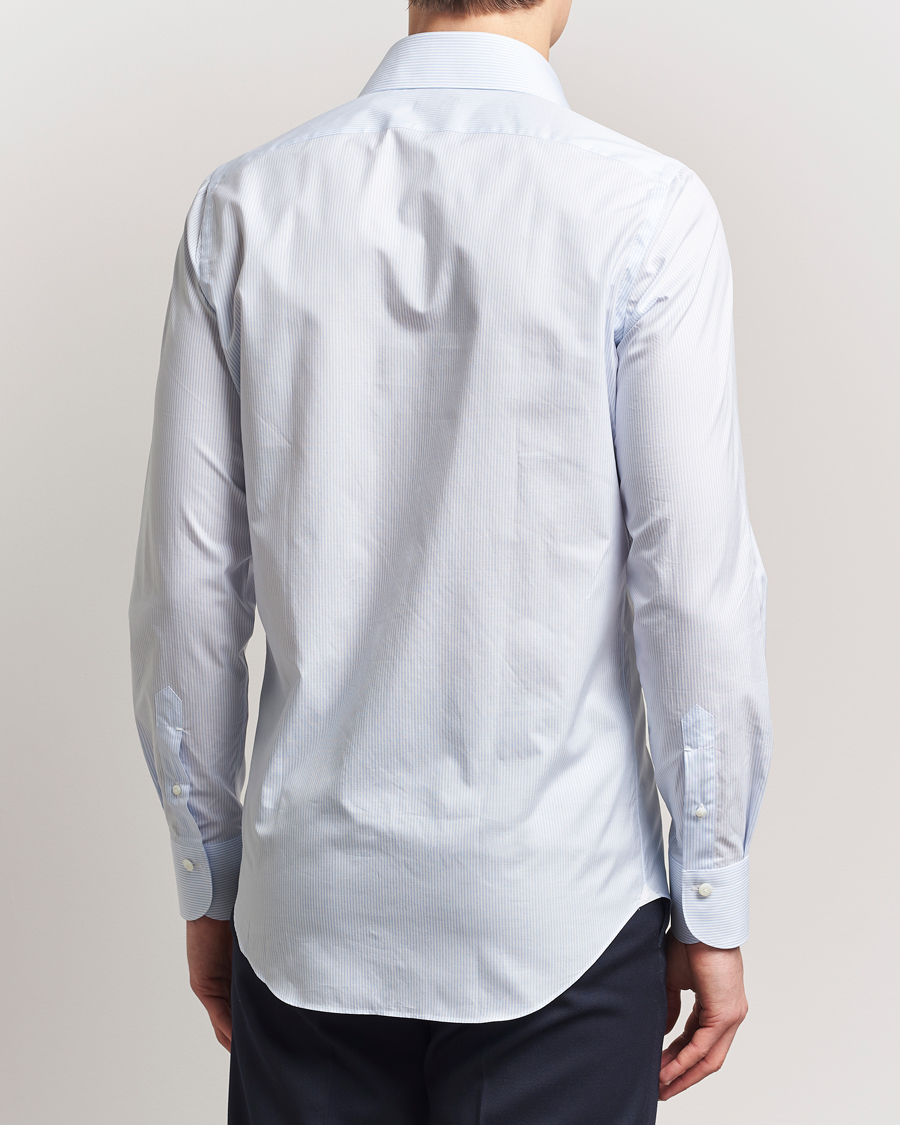 Men | Shirts | Finamore Napoli | Milano Slim Zephyr Stripe Shirt Light Blue