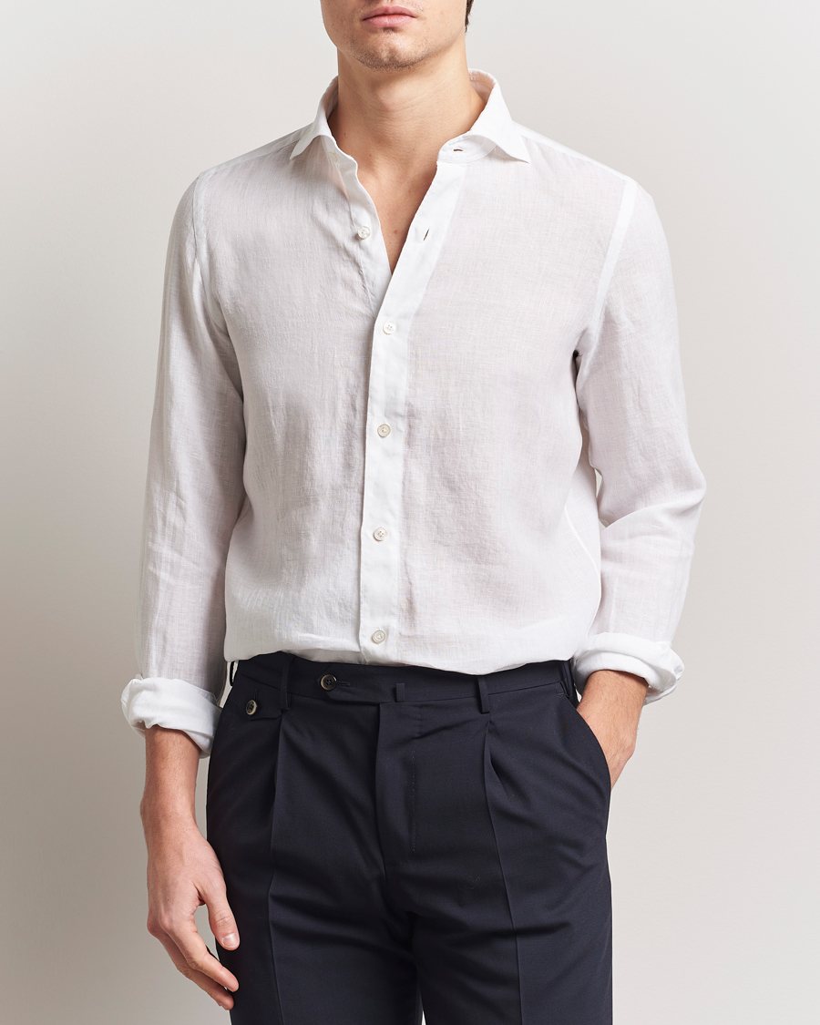 Men | Shirts | Finamore Napoli | Gaeta Linen Shirt White