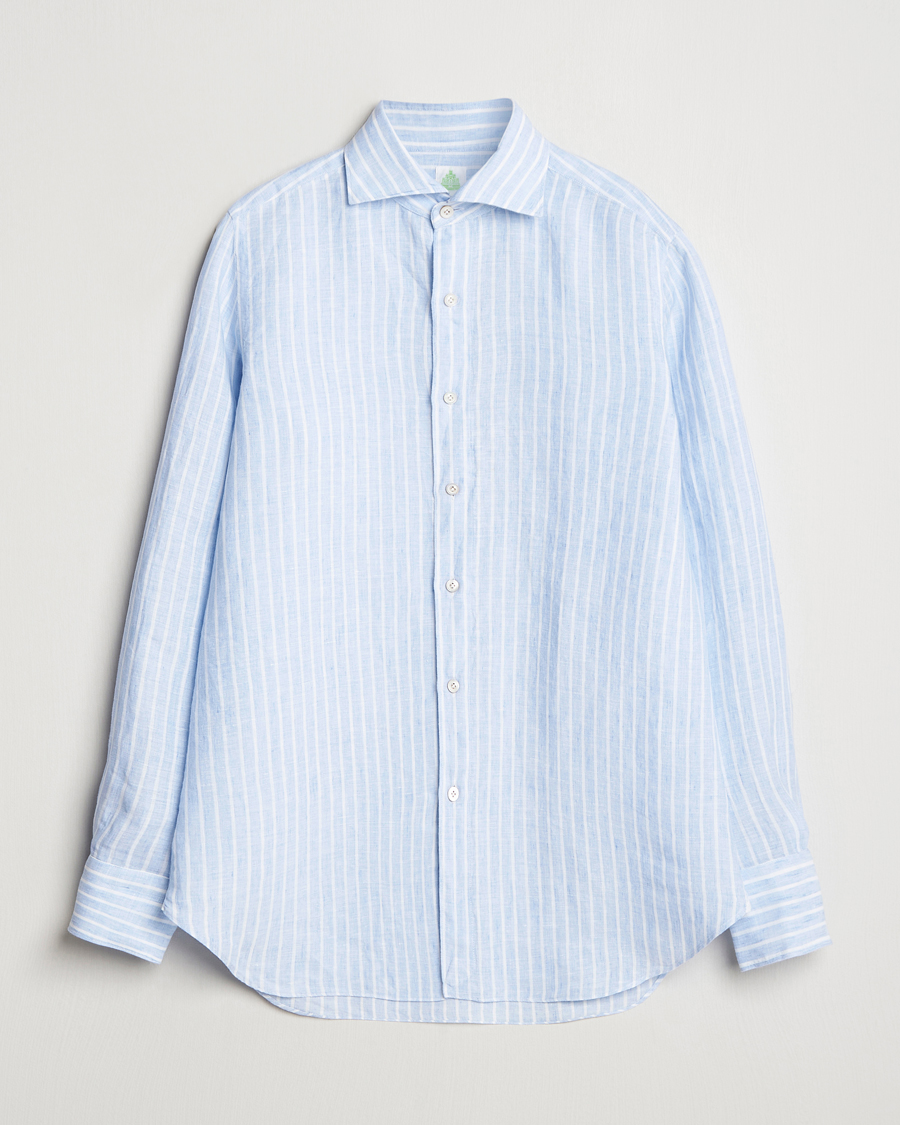 Men | Shirts | Finamore Napoli | Gaeta Linen Shirt Blue Stripe