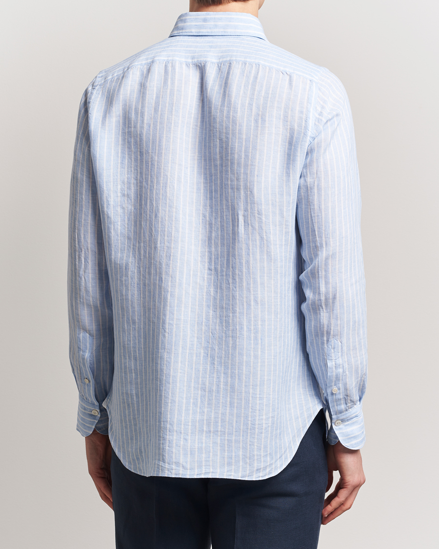 Men | Shirts | Finamore Napoli | Gaeta Linen Shirt Blue Stripe
