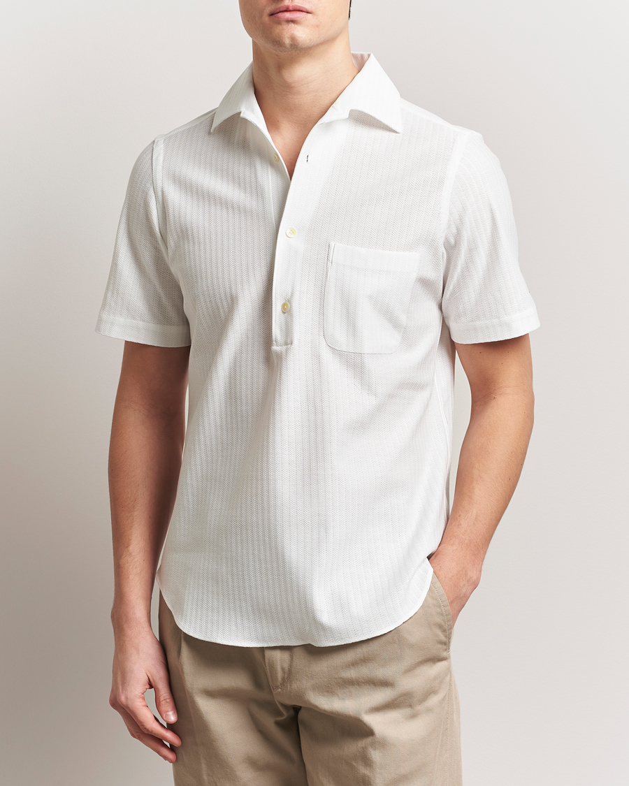 Men | Shirts | Finamore Napoli | Vico Jersey Short Sleeve Polo White