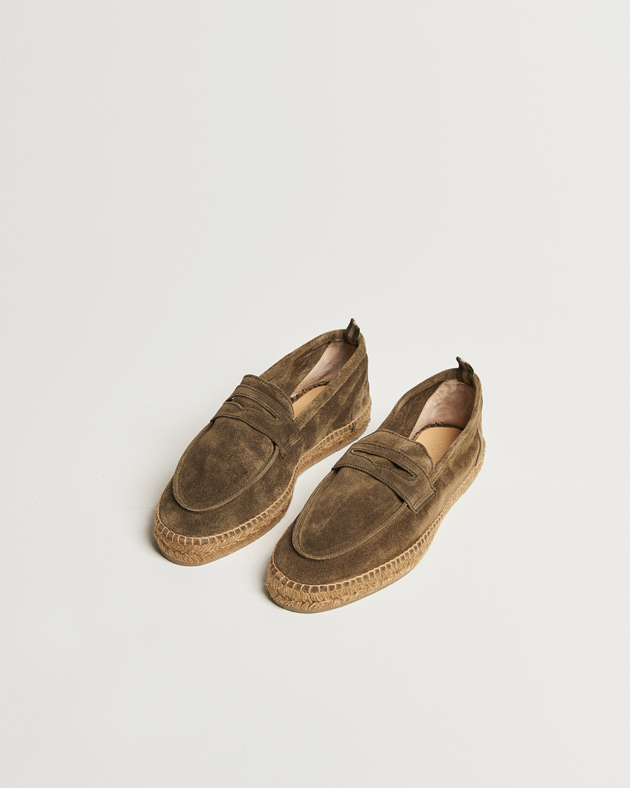 Men | Espadrilles | Castañer | Nacho Casual Suede Loafers Verde Bosque