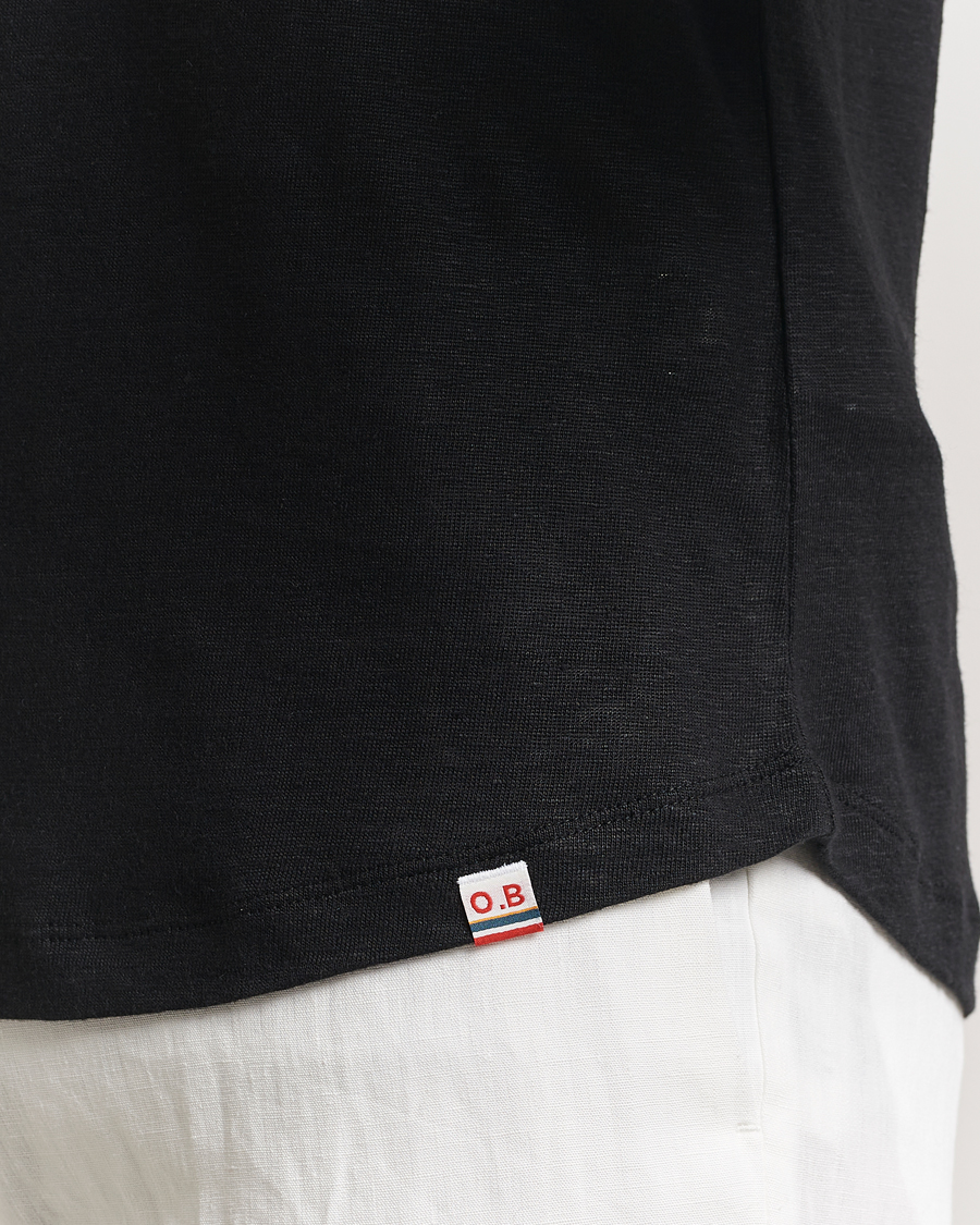 Men | T-Shirts | Orlebar Brown | Long Sleeve Linen T-Shirt Black
