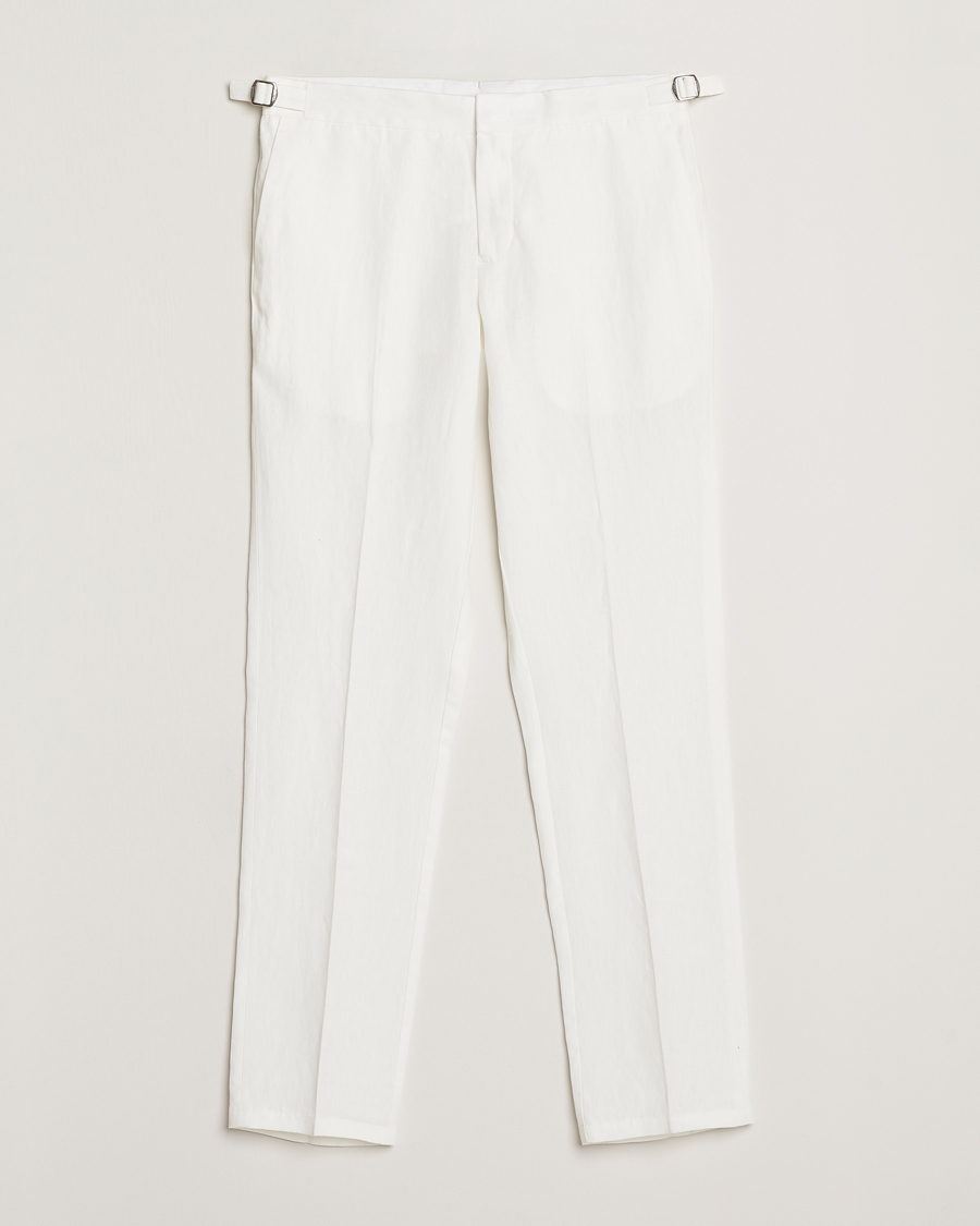 Men | Trousers | Orlebar Brown | Griffon Italian Linen Trousers White Sand