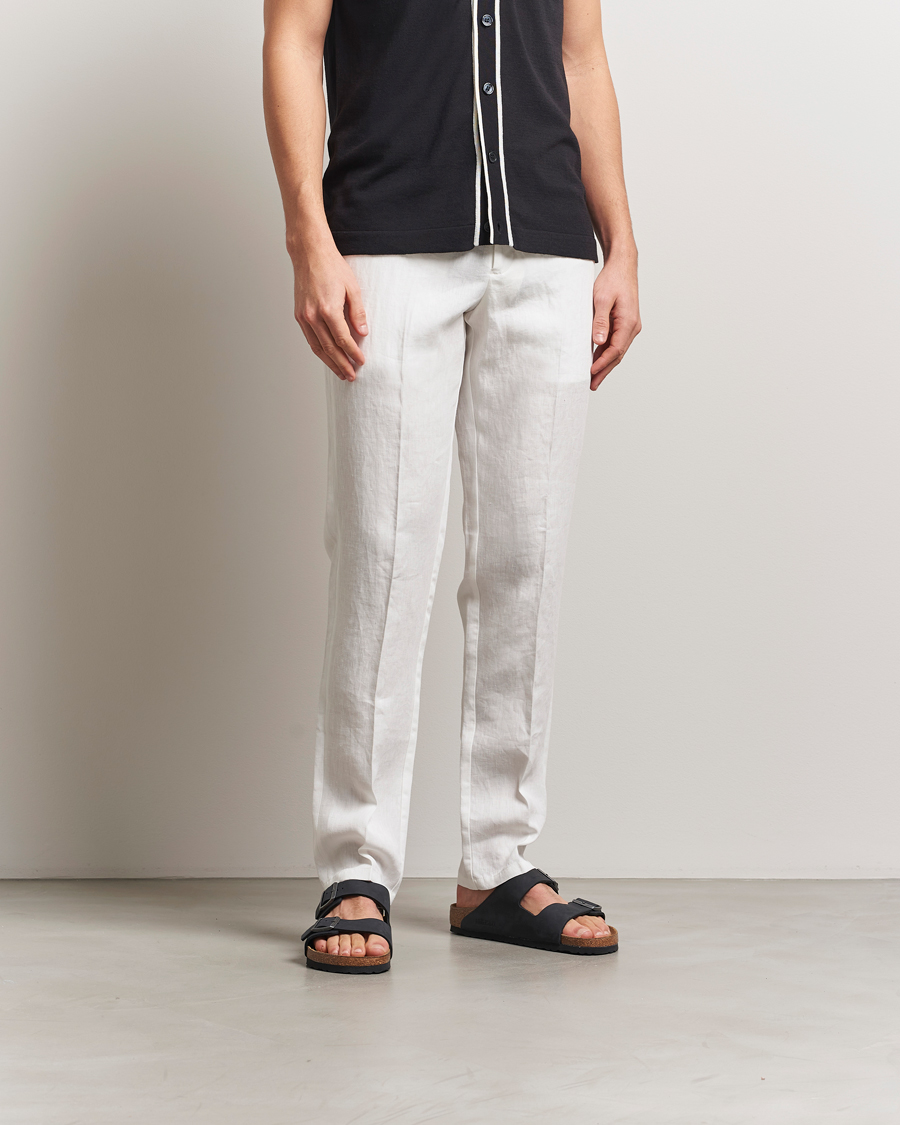 Men | Trousers | Orlebar Brown | Griffon Italian Linen Trousers White Sand