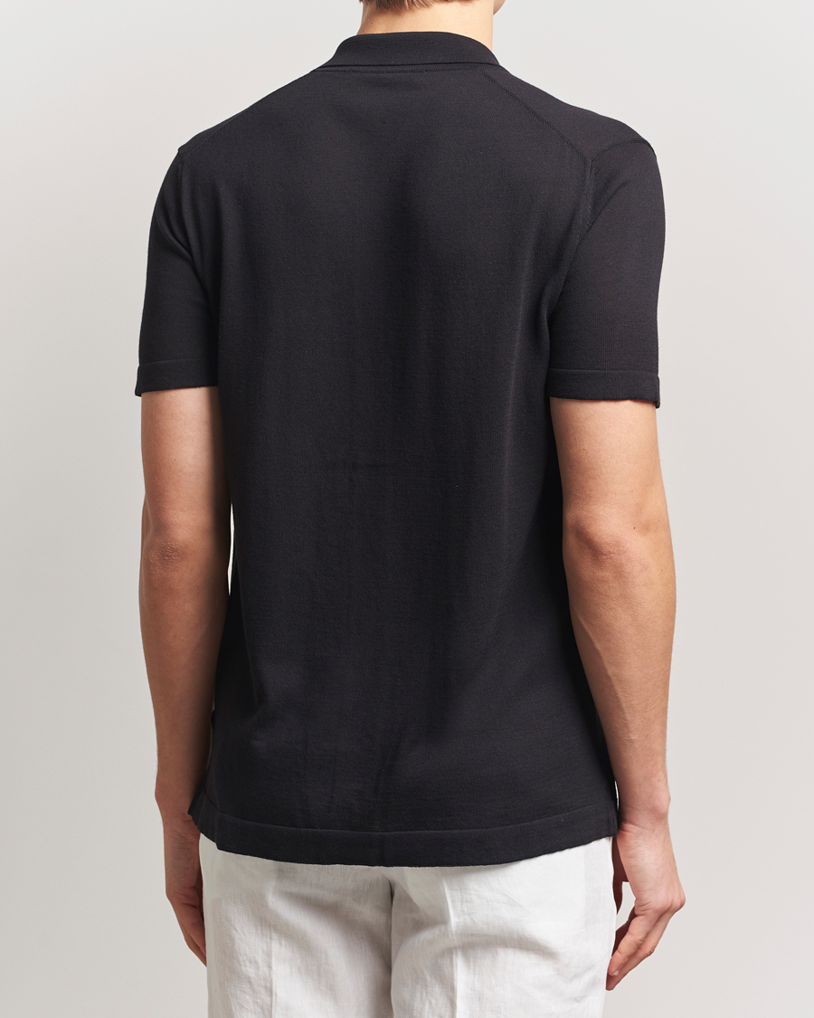 Men | Shirts | Orlebar Brown | Keeling Silk/Cotton Knitted Shirt Black/White Sand