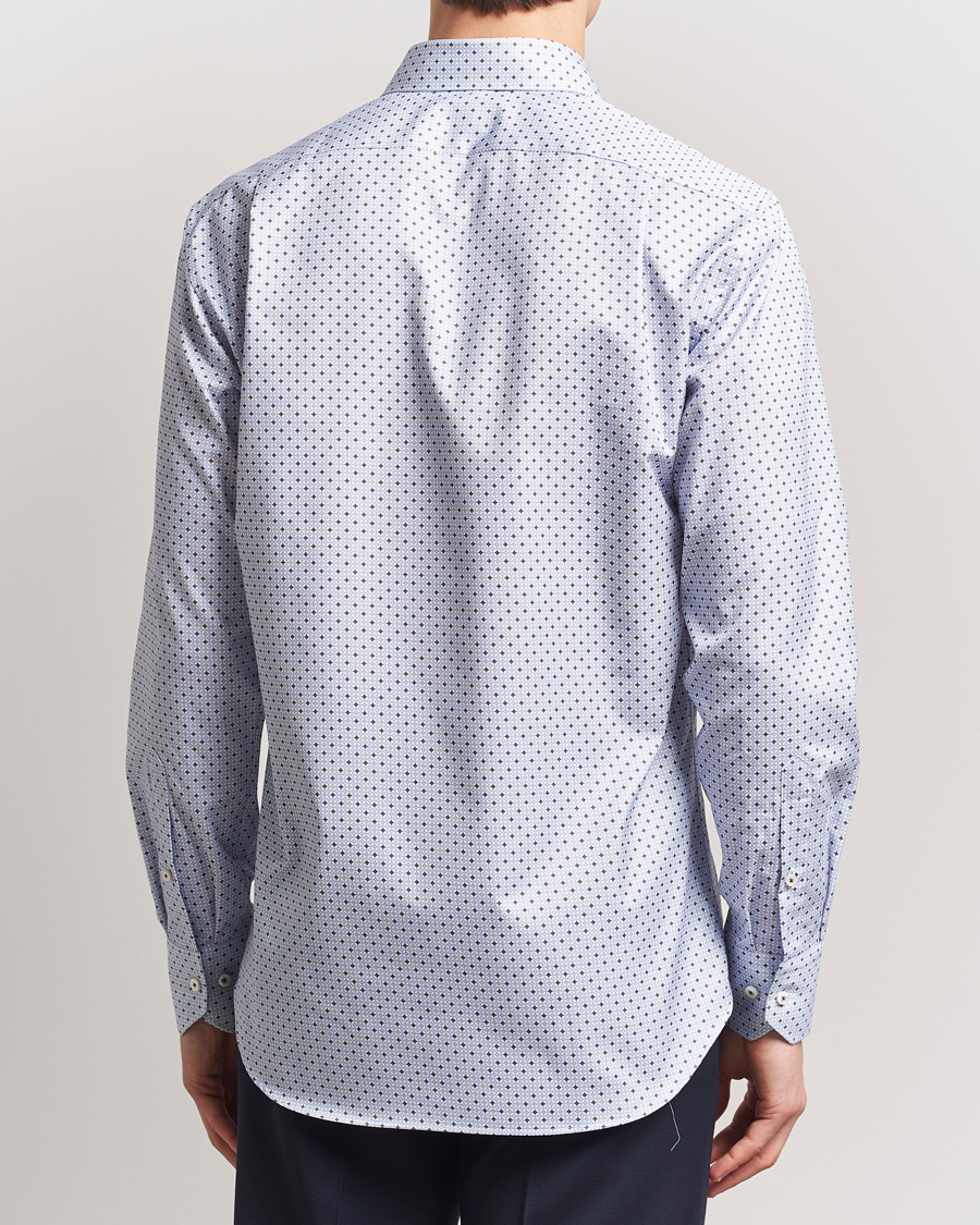 Men | Shirts | Stenströms | Fitted Body Printed Cut Away Shirt Blue