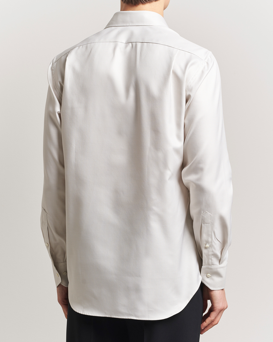 Men | Shirts | Stenströms | Fitted Body Small Houndstooth Shirt Beige