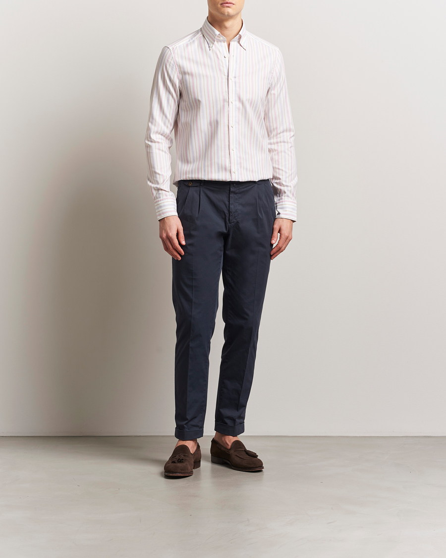 Men | Shirts | Stenströms | Slimline Multi Striped Oxford Shirt White