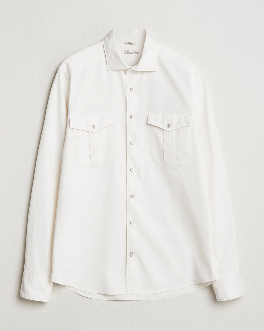 Men | Shirts | Stenströms | Slimline Double Pocket Shirt White