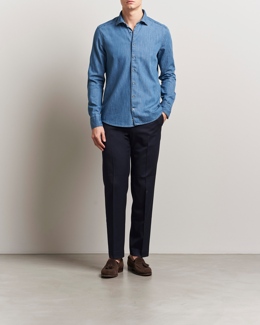 Men | Shirts | Stenströms | Slimline Denim Shirt Blue