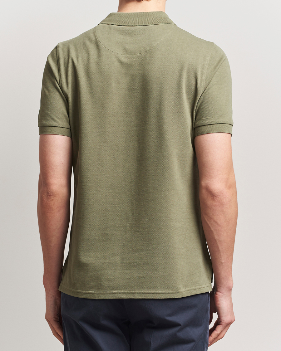 Men | Polo Shirts | Stenströms | Organic Cotton Piquet Polo Shirt Olive