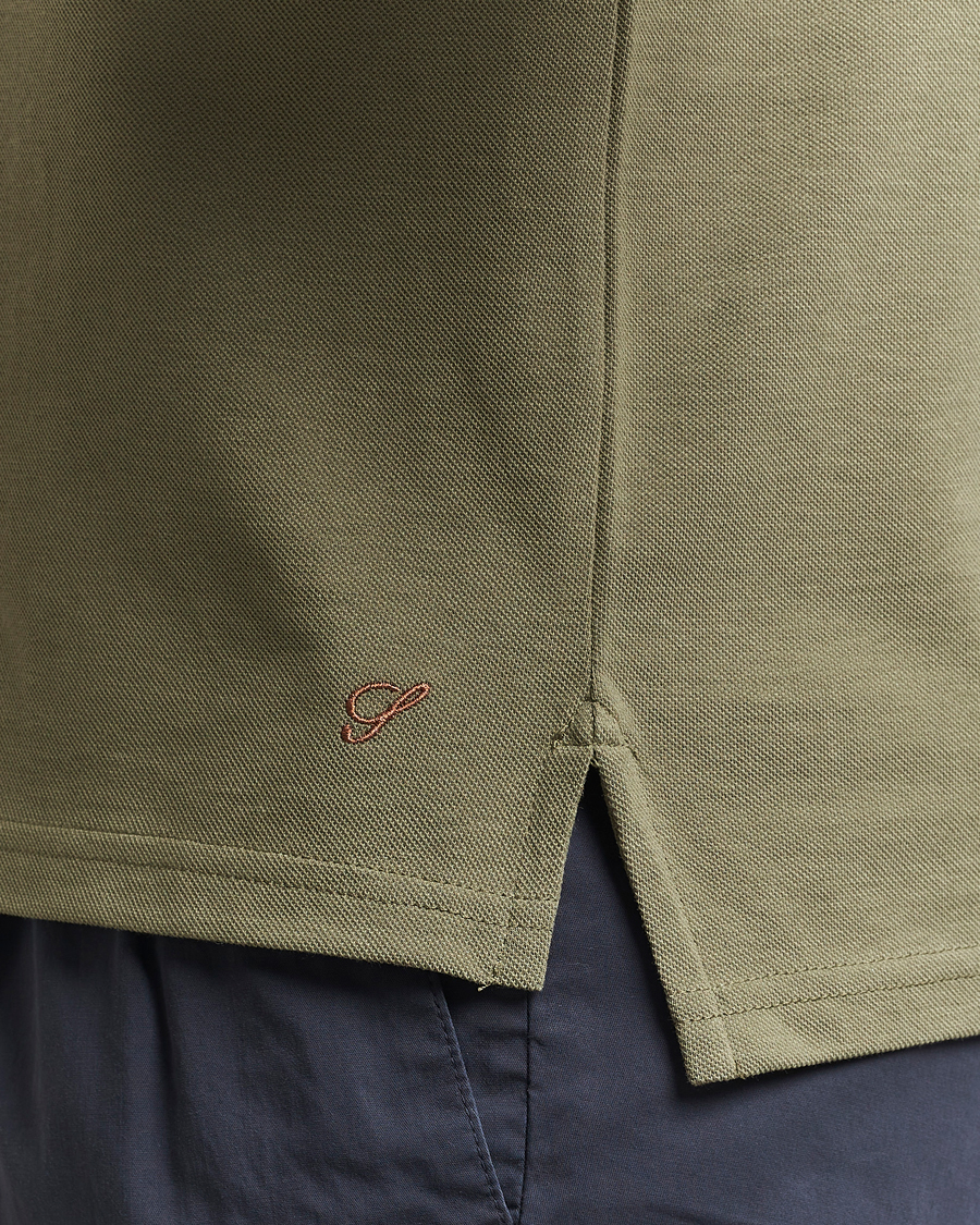 Men | Polo Shirts | Stenströms | Organic Cotton Piquet Polo Shirt Olive