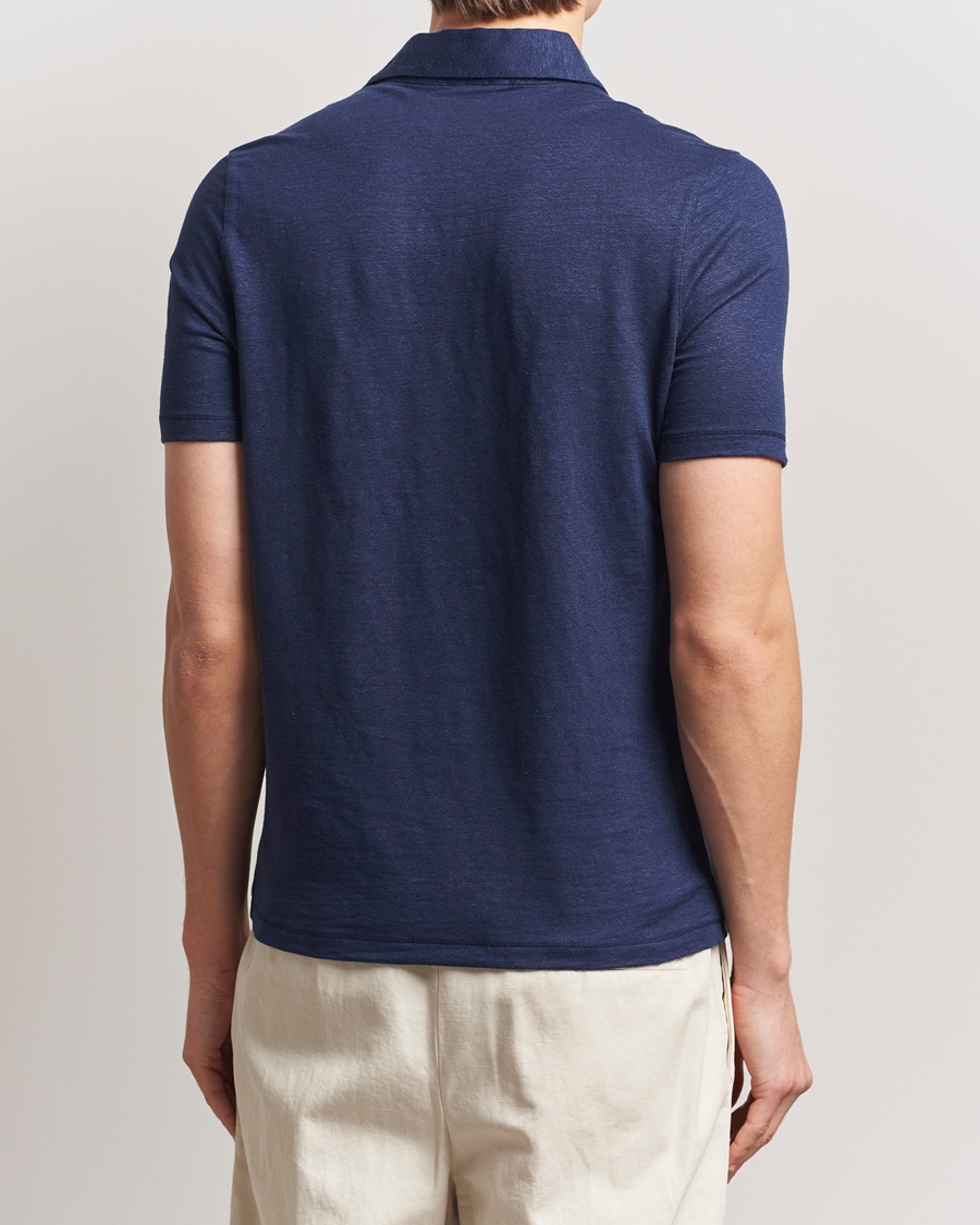 Men | Polo Shirts | Stenströms | Linen Polo Shirt Navy
