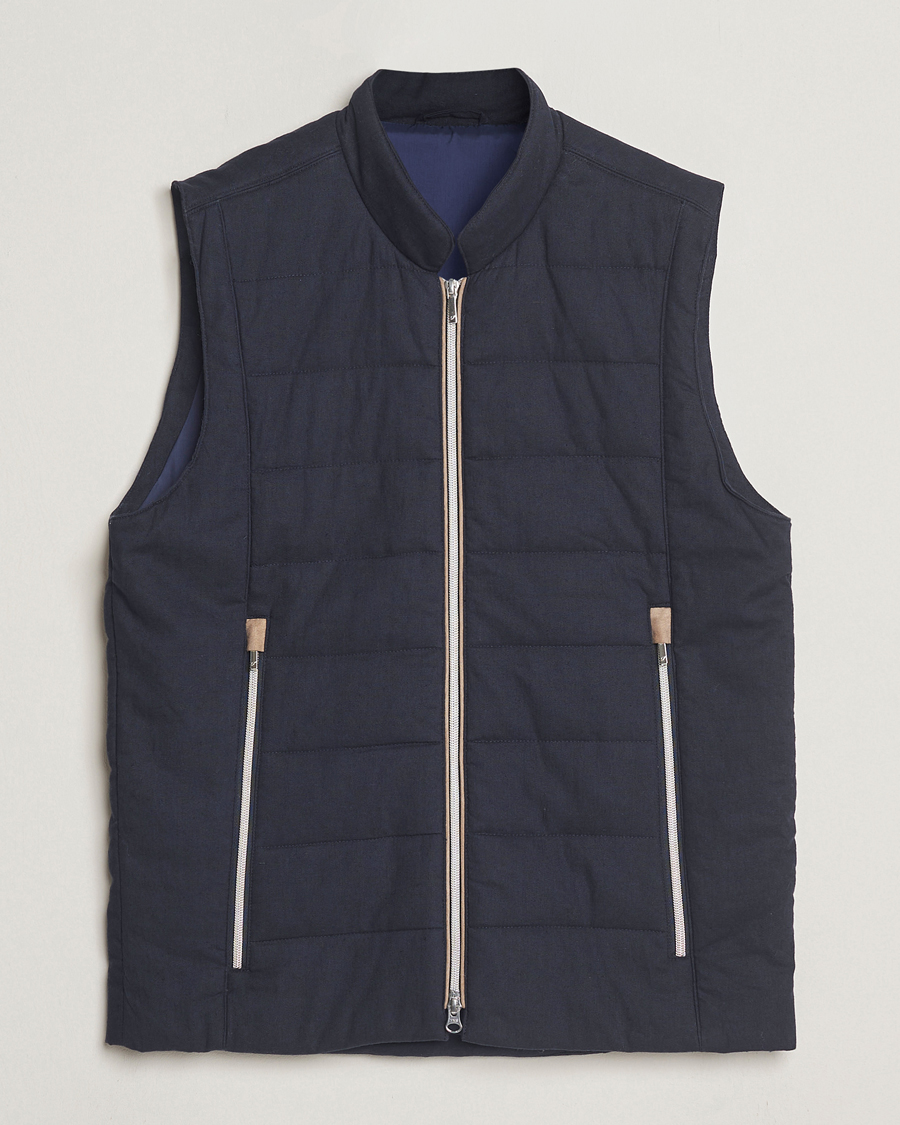 Men | Coats & Jackets | Stenströms | Linen/Alcantar Vest Navy