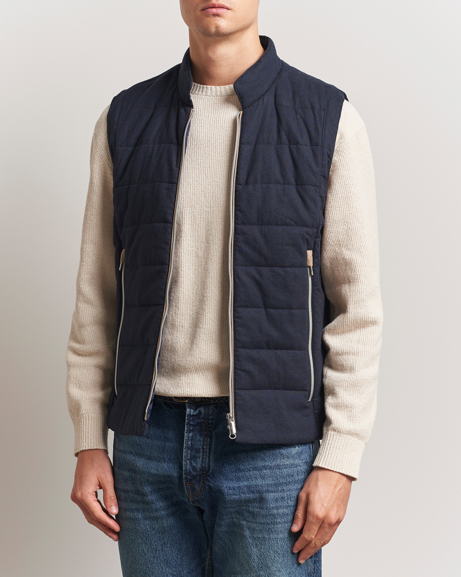 Men | Coats & Jackets | Stenströms | Linen/Alcantar Vest Navy
