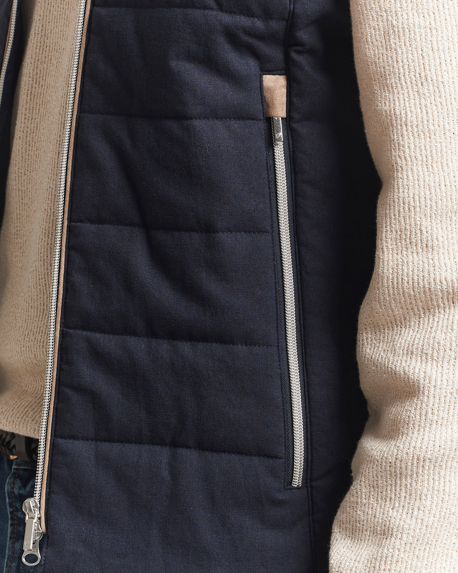 Men | Coats & Jackets | Stenströms | Linen/Alcantar Vest Navy