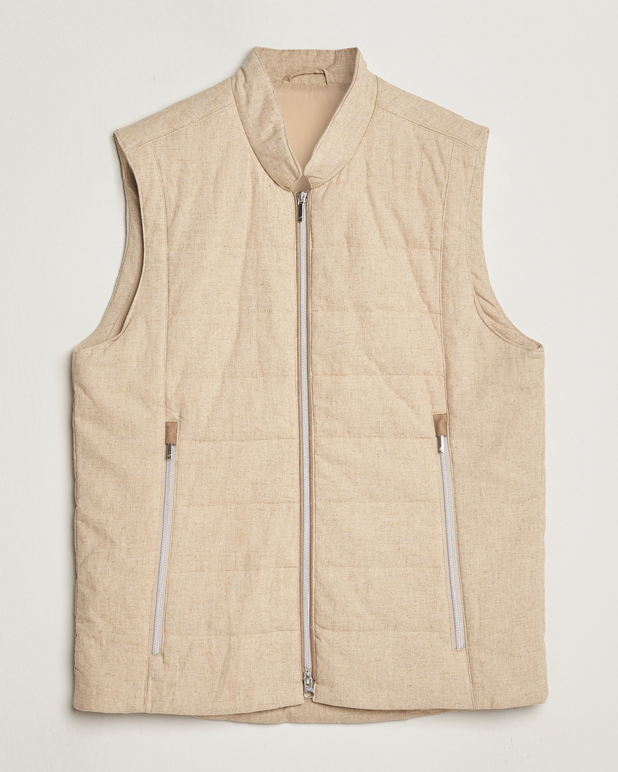 Men | Coats & Jackets | Stenströms | Linen/Alcantar Vest Beige