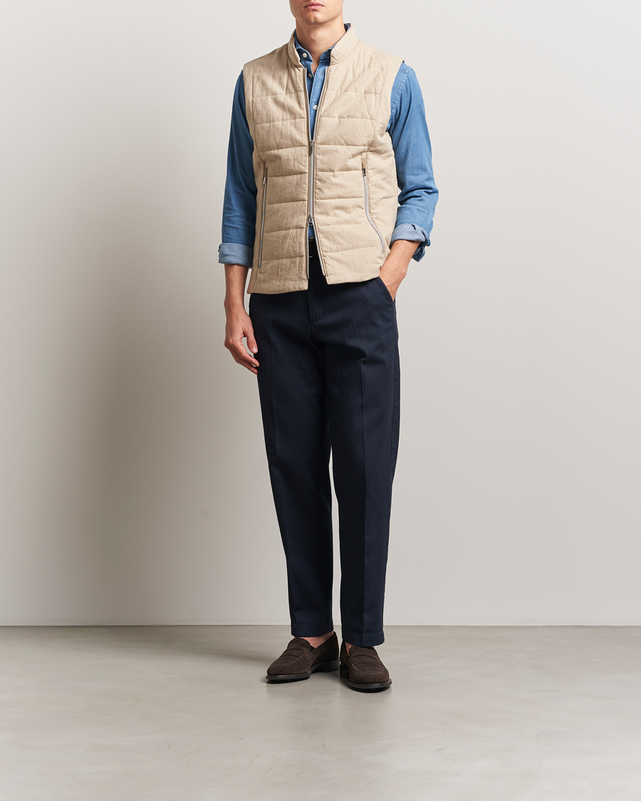 Men | Coats & Jackets | Stenströms | Linen/Alcantar Vest Beige