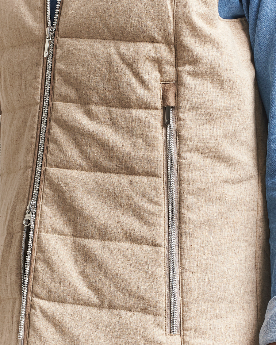 Men | Coats & Jackets | Stenströms | Linen/Alcantar Vest Beige