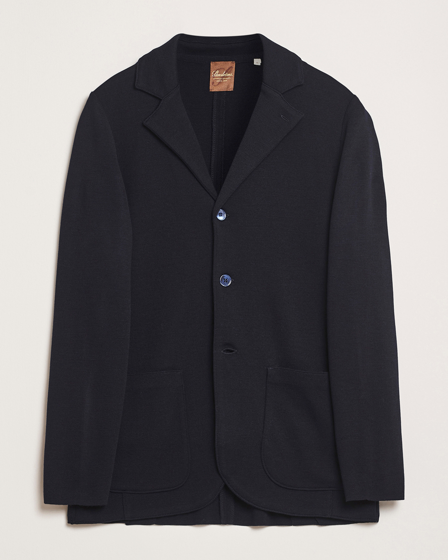 Men | Blazers | Stenströms | Milano Knitted Merino Blazer Navy
