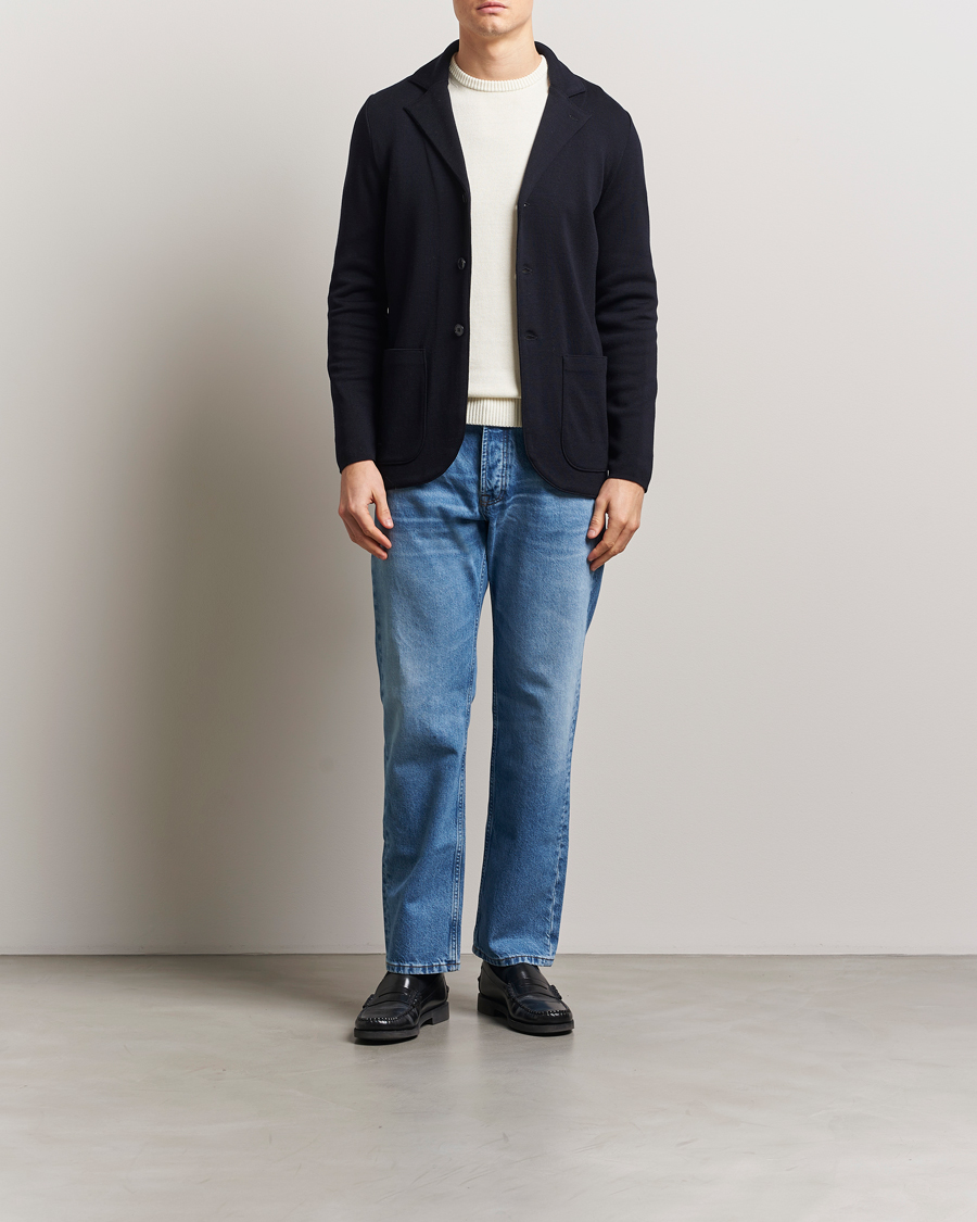Men | Blazers | Stenströms | Milano Knitted Merino Blazer Navy