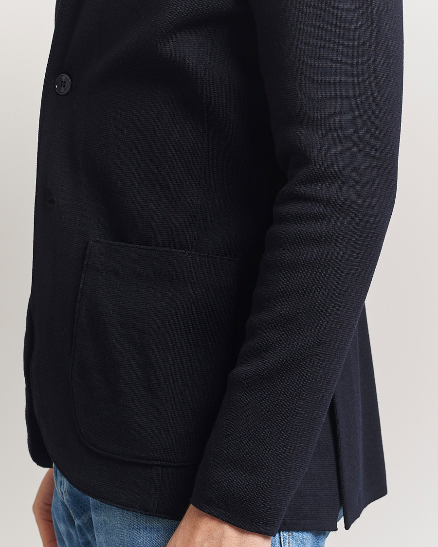 Men | Blazers | Stenströms | Milano Knitted Merino Blazer Navy